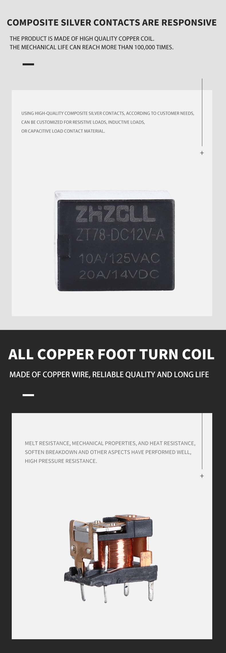 ZT78-DC12V-C-10A20A Miniature relay